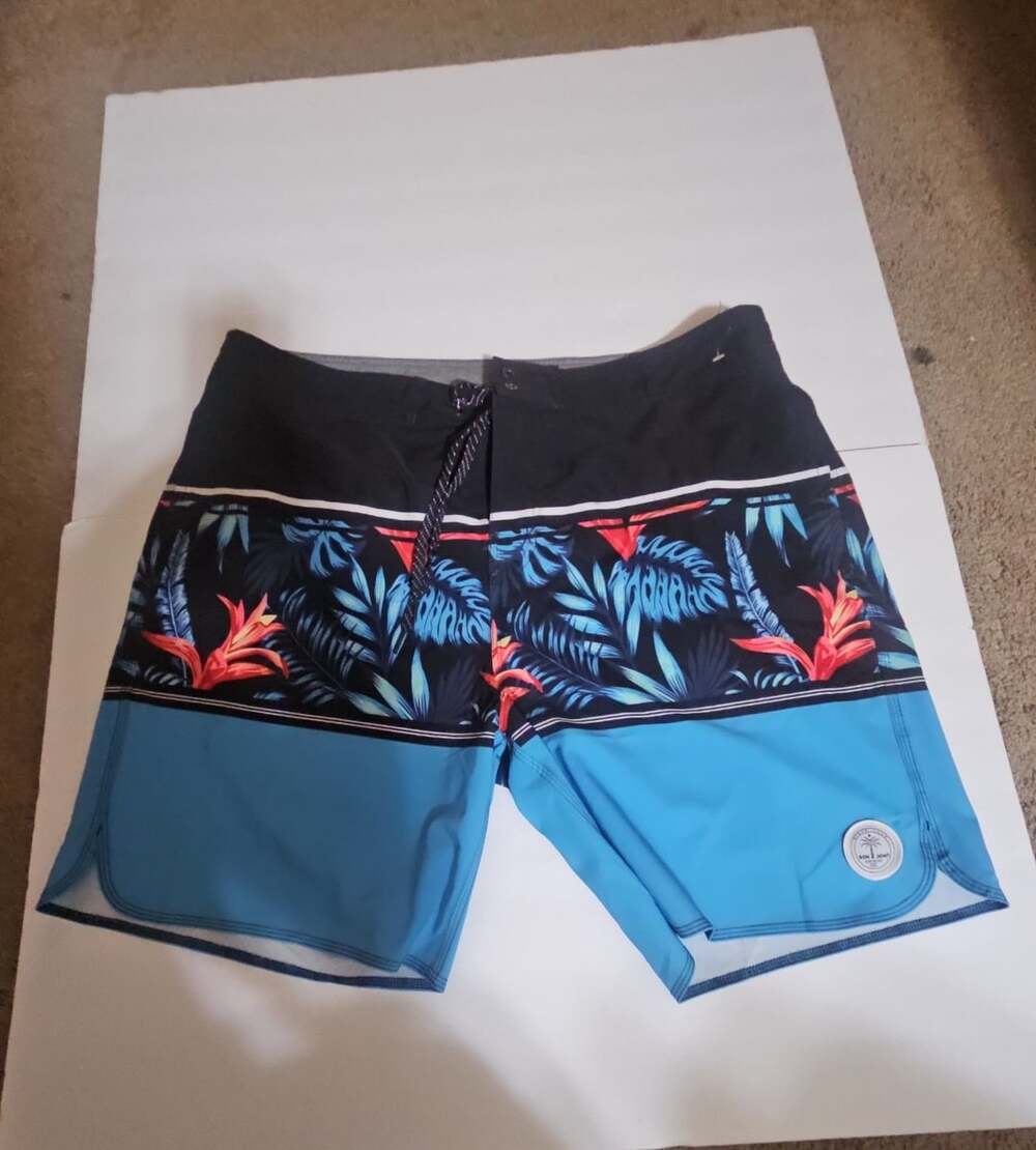 Ron Jon Surf Shop Boardshorts Size 38 Floral Stripe Swim Trunks